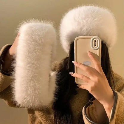 Belro fluffy faux fur headband for women, soft and cozy hair accessory with plush texture, ideal for stylish winter wear.