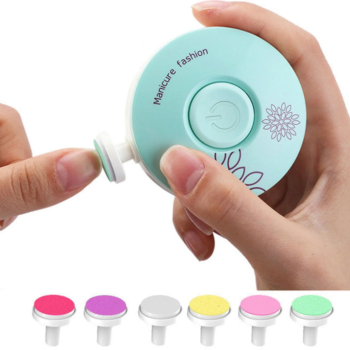 Baby nail trimmer by Belro with six grinding heads, designed for gentle, precise nail grooming for infants and young children.