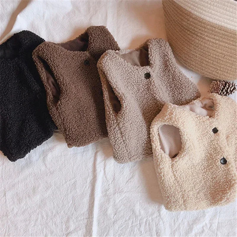 Kids Lamb Wool Winter Waist Coat by Belro, cozy children's jacket with soft lamb wool for warmth and comfort.