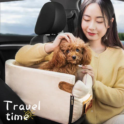 Belro Pet Armrest Safety Seat for small dogs and cats, travel bag designed for secure car travel, automotive pet safety accessory