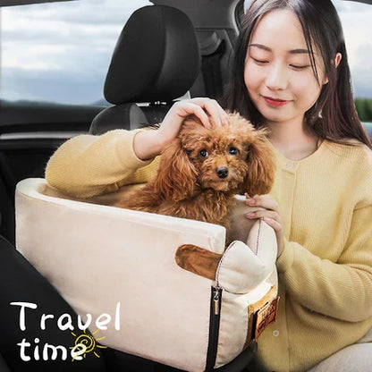 Belro Pet Armrest Safety Seat for small dogs and cats, travel bag designed for secure car travel, automotive pet safety accessory