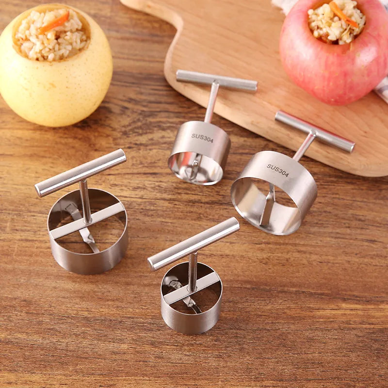 Stainless steel Apple Pear core separator kitchen tool by Belro, with handle and blade for easy coring of fruits.