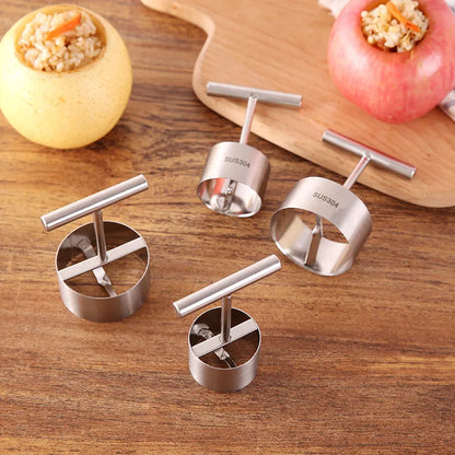 Stainless steel Apple Pear core separator kitchen tool by Belro, with handle and blade for easy coring of fruits.