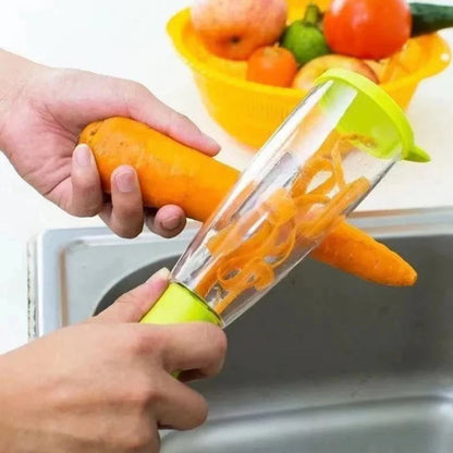 Belro multifunction apple and vegetable peeler with storage tube, kitchen appliance for easy peeling and storage.