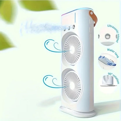 Belro double head portable air conditioner fan for outdoor use, featuring adjustable fans and compact design for cooling comfort.