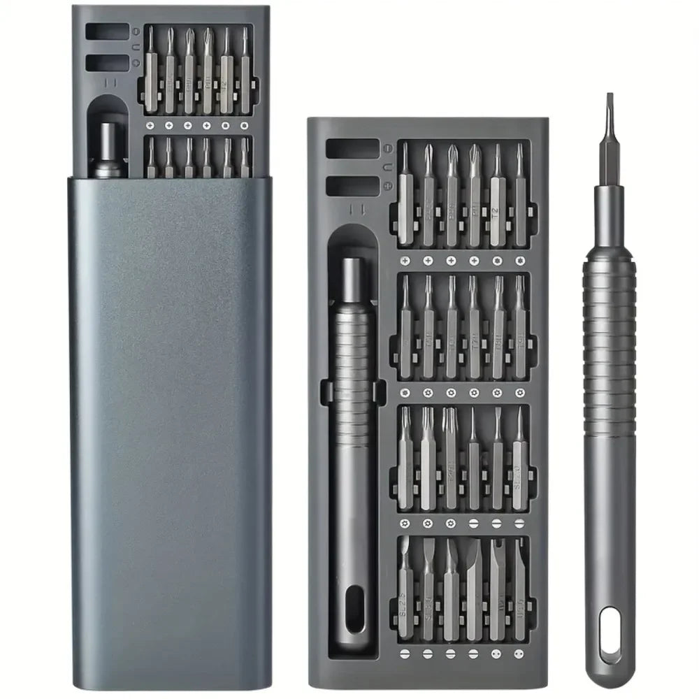 Belro portable precision screwdriver set with multiple screwdriver bits, compact hand tools for detailed repair work.