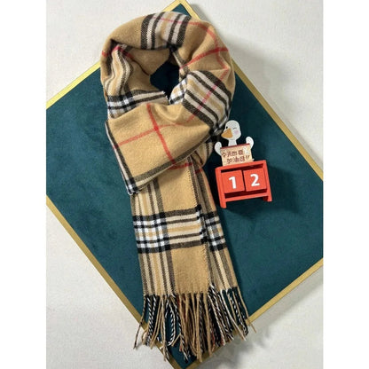 Belro plaid cashmere feel winter scarf and neck warmer with warm, soft plaid fabric and cozy design for cold weather.