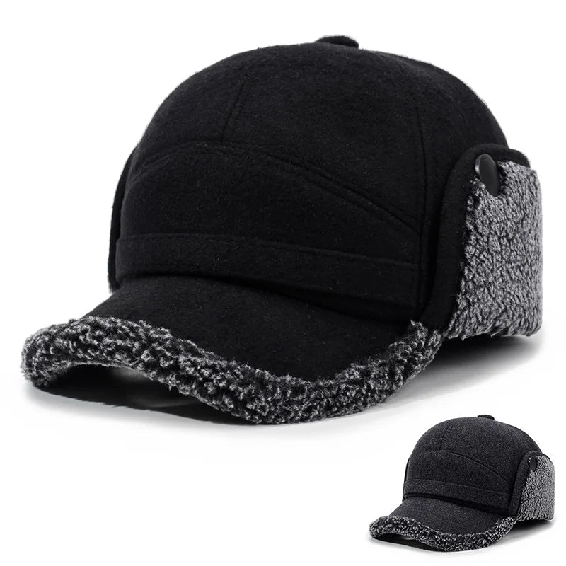 Belro winter baseball cap with fleece earflaps, warm winter hat with adjustable strap and cozy fleece lining for cold weather.