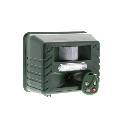 Belro ultrasonic bird repeller for woodpeckers, outdoor pest control device designed to deter birds from gardens and homes.