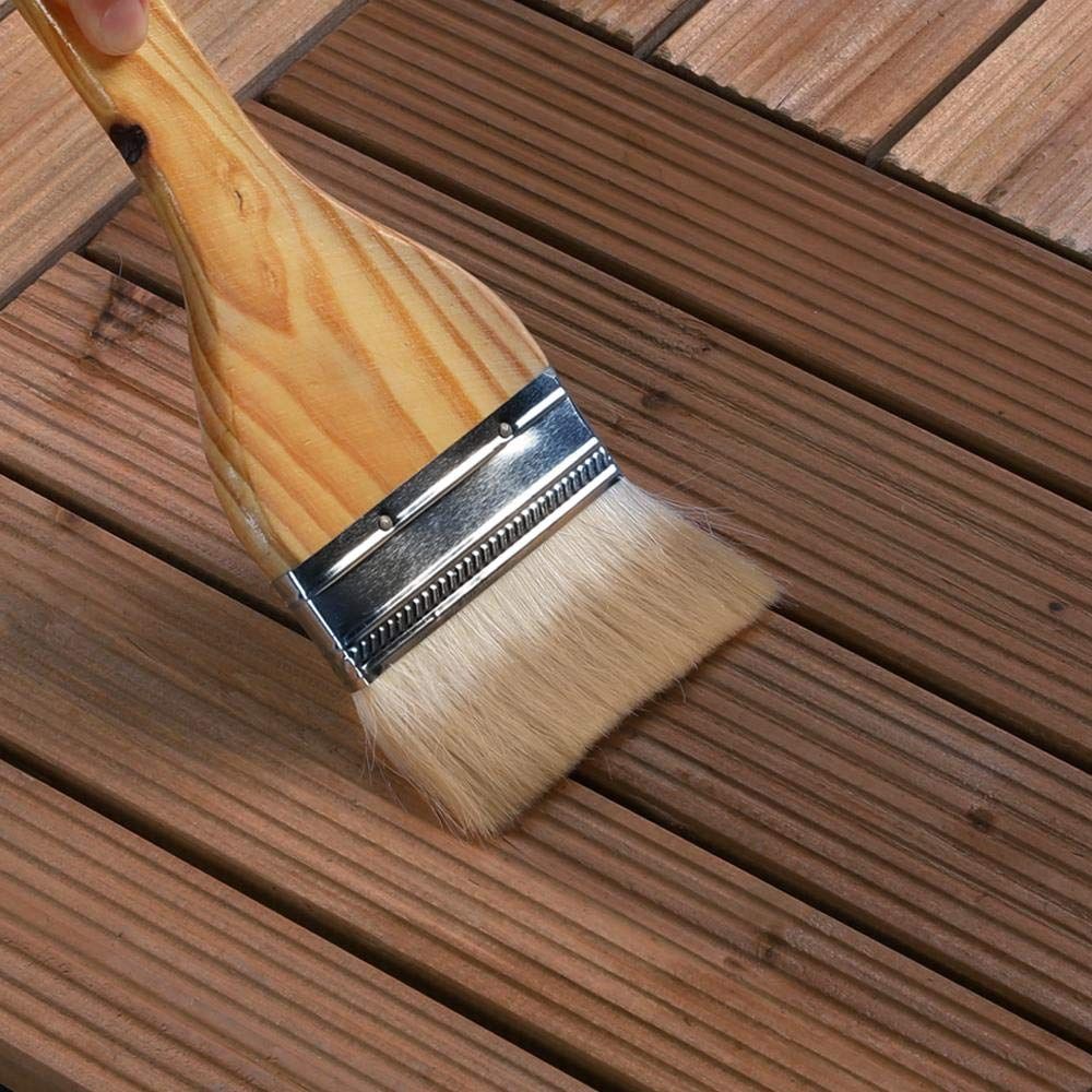 Belro interlocking outdoor patio wood deck tiles arranged in a garden setting, ideal for creating a stylish outdoor flooring area.