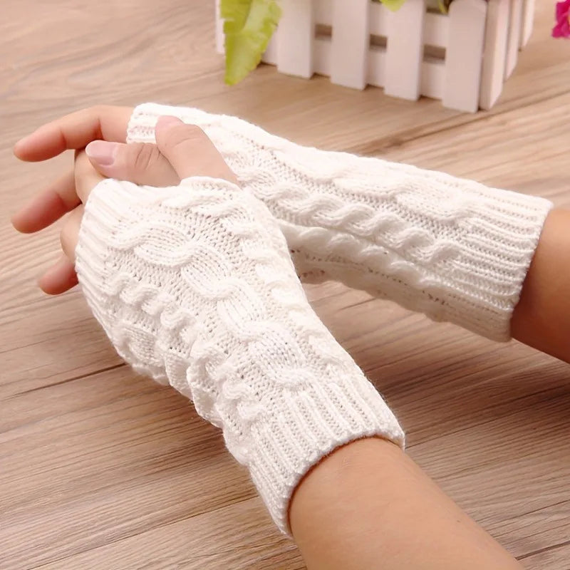 Belro knit women's winter fingerless gloves, cozy accessories with a warm, textured knit pattern for cold weather.