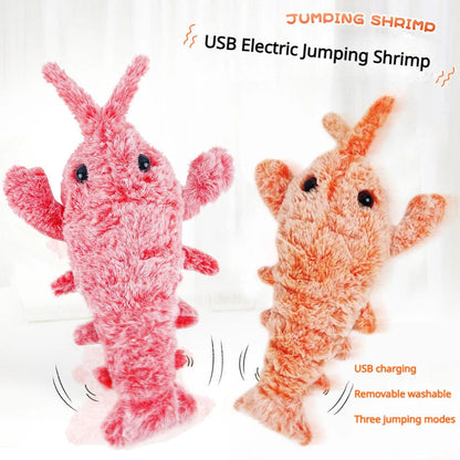 Belro electric jumping shrimp pet toy for cats, colorful and animated, designed to entertain cats with moving shrimp action.