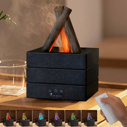 Belro realistic flame aroma diffuser and humidifier emitting a gentle glow, designed for home fragrance and air humidification.