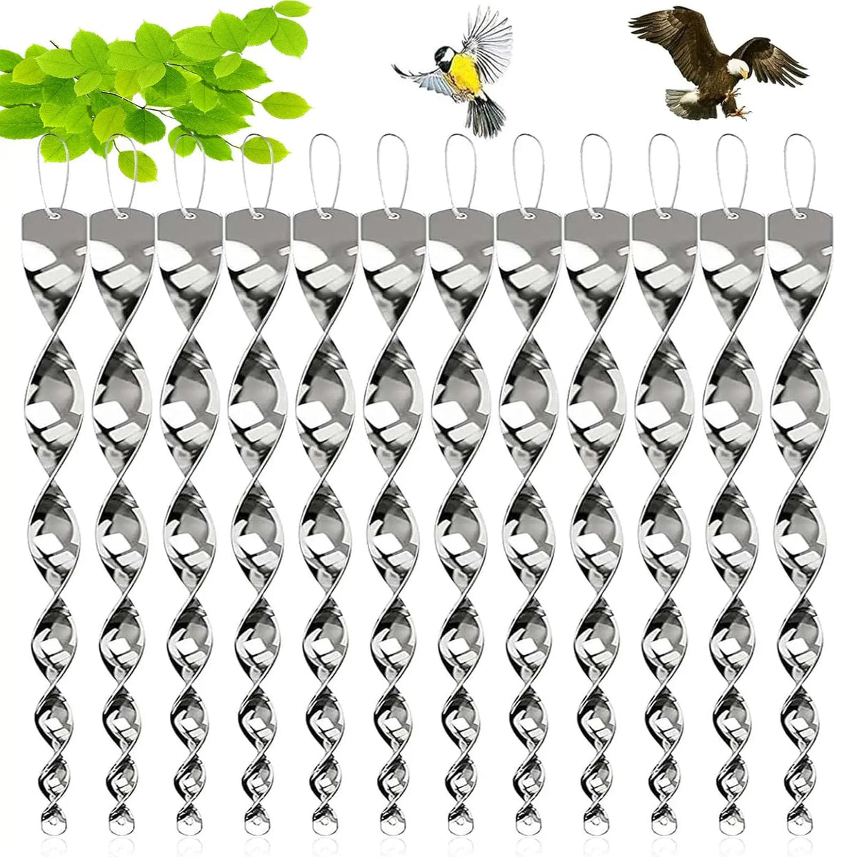 Belro reflective bird deterrent spiral rod for home and garden decor, designed to scare away birds with shiny, reflective surfaces.