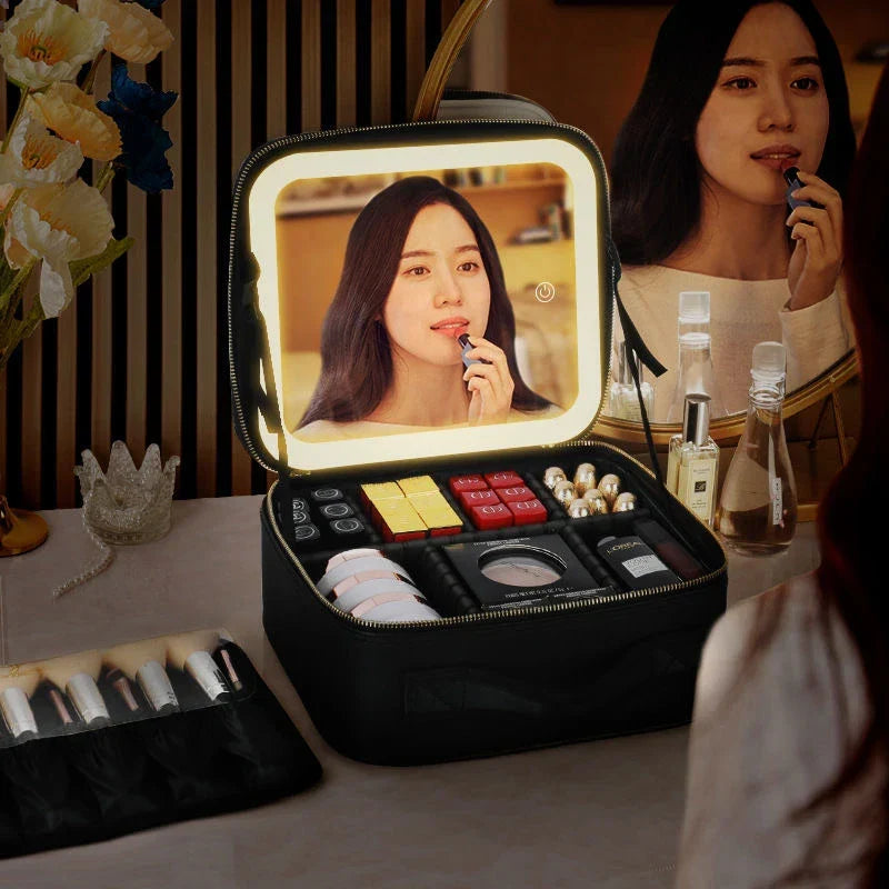 Belro makeup bag with zip closure and compact design, ideal for storing cosmetics and toiletries in travel luggage.