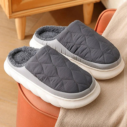 Belro waterproof warm winter slippers for men with plush lining and slip-resistant soles, designed for cozy indoor and outdoor wear.