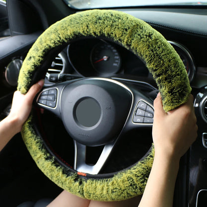 Belro plush winter car steering wheel cover with soft, cozy fabric designed for comfortable grip and warmth during cold weather.