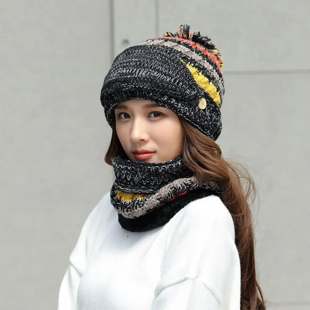 Belro cozy knitted hat and scarf set with velvet lining, winter accessories, soft and warm for cold weather.