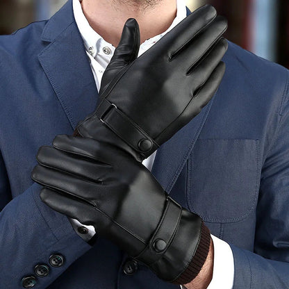 Belro men's leather winter gloves with touchscreen fingertips, stylish accessory for cold weather protection