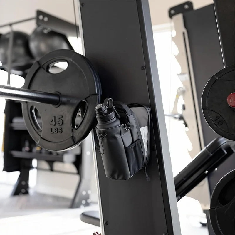 Belro Magnetic Multi-Way Fitness Water Bottle Bag showing its adjustable straps and storage compartments for active use.