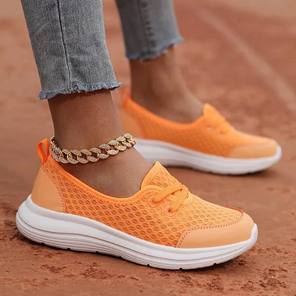 Women’s soft sole mesh orthopedic shoes by Belro, designed for comfort and health, shown in a close-up image highlighting the breathable mesh upper.