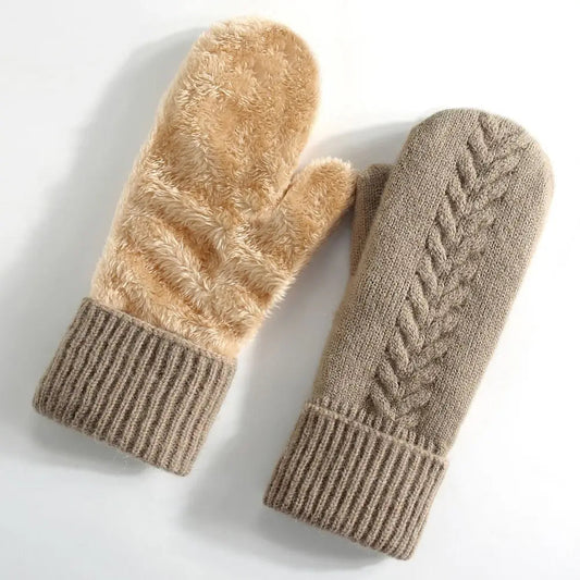 Belro double layer fleece-lined winter mittens showing soft inner lining and durable outer fabric for cold weather warmth