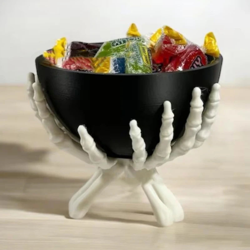 Belro Gothic Skeleton Hands Halloween candy bowl for kitchen and dining, featuring spooky skeleton hand design for food storage.