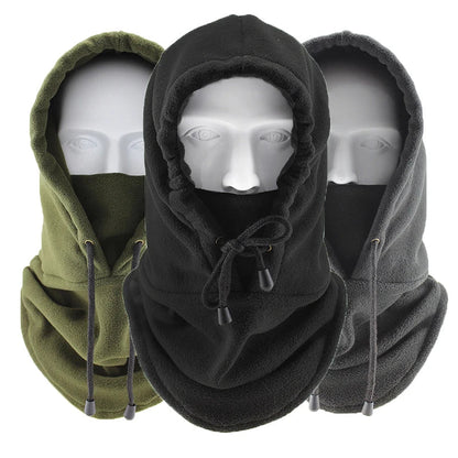 Belro polar fleece balaclava mask for winter, showing close-up of soft, warm fabric covering the face and head for cold weather.