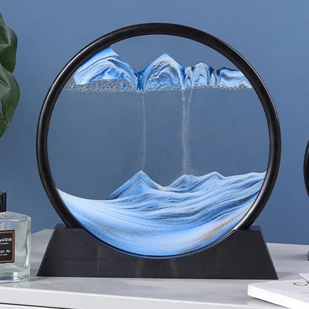 Belro Moving Sandscape with colorful sand flowing over decorative landscape, ideal for home and garden decor.