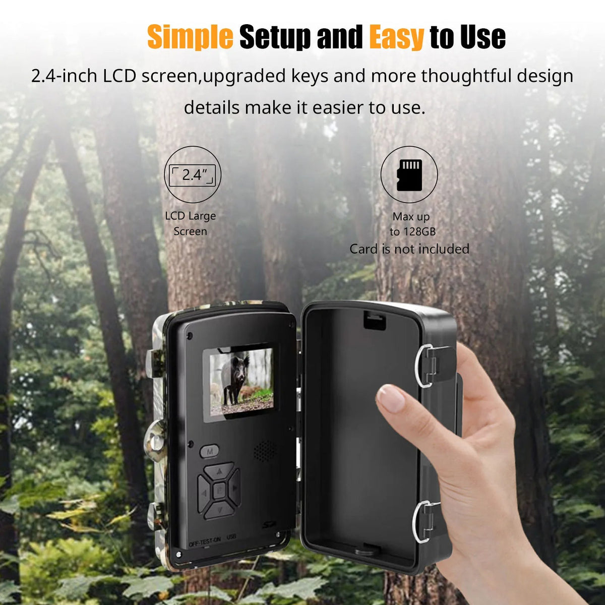 Belro 1080P night vision trail camera capturing outdoor wildlife with infrared illumination and durable design.