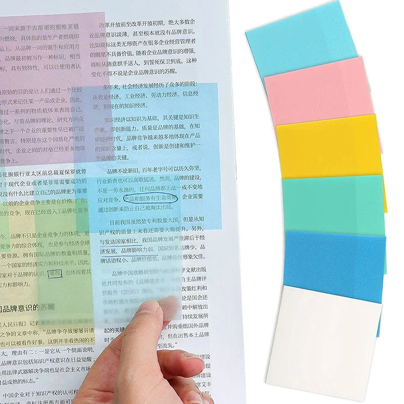 Clear sticky notes from Belro, transparent office stationery for easy note-taking and organization.