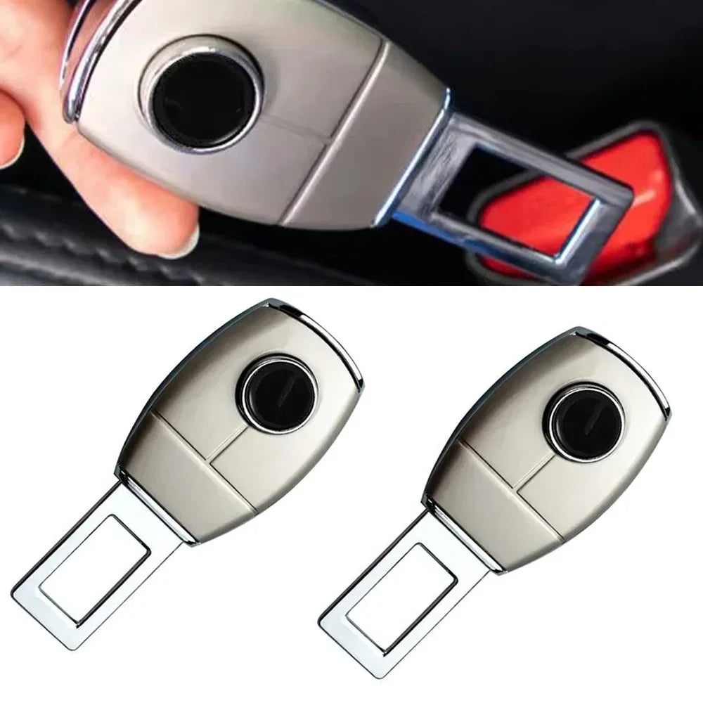 Belro Plug and Play Car Seat Belt Extender for men, showing the extender device attached to a car seat belt.