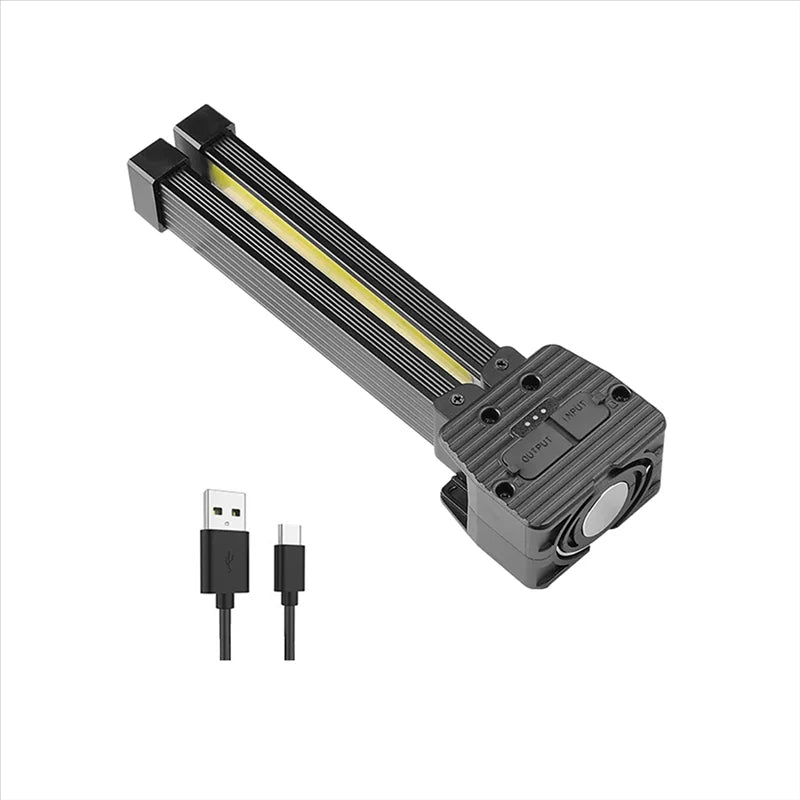 Belro rechargeable COB LED work light with adjustable stand, bright illumination, and portable design for electronics and work projects.