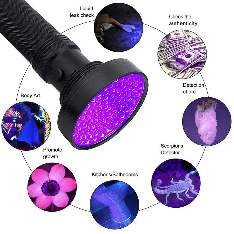 Belro UV flashlight for bed bug detection and stain finding, handheld electronic UV light with a compact design.