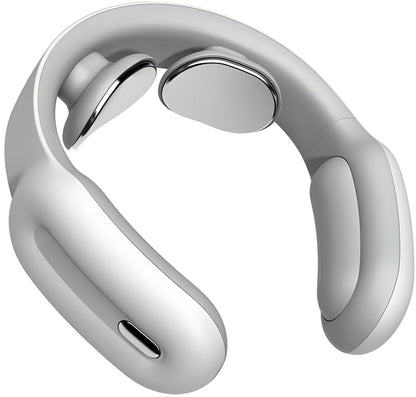 Belro Pulse & Heat Intelligent Neck Massager showing ergonomic design with adjustable straps and control buttons for personalized relief.