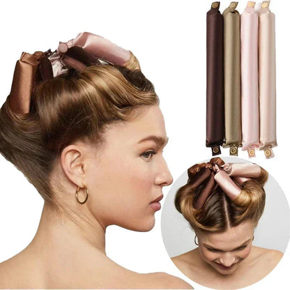 Belro satin headband heatless hair curler for gentle, curling hair, made of smooth satin fabric, shown in a close-up view.