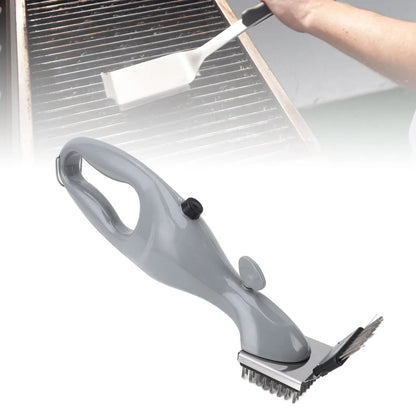 Belro steam barbecue grill brush with handle cleaning grill grates in a kitchen or outdoor setting.