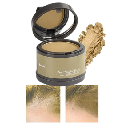 Belro Hair Root Concealer Powder applied to scalp, blending seamlessly for natural-looking hair root coverage.