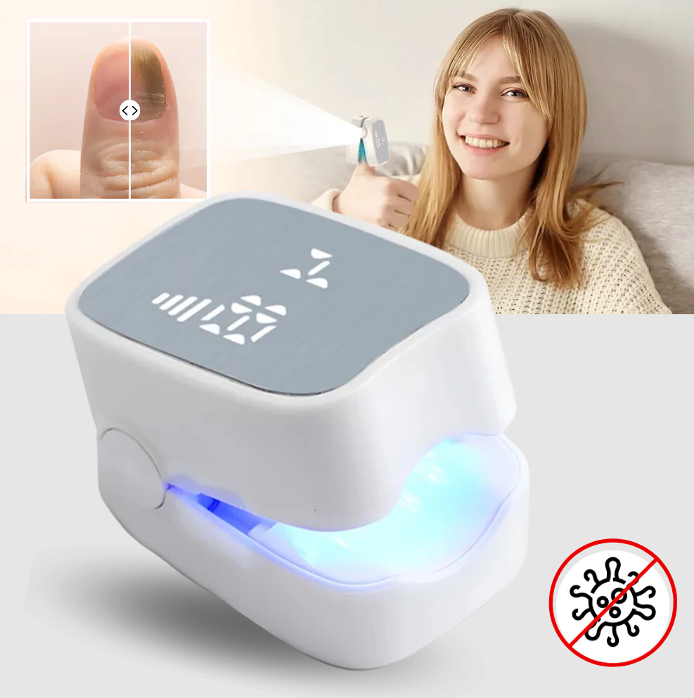 Belro painless nail fungus laser device used for health and beauty, shown in a close-up image with a sleek design.