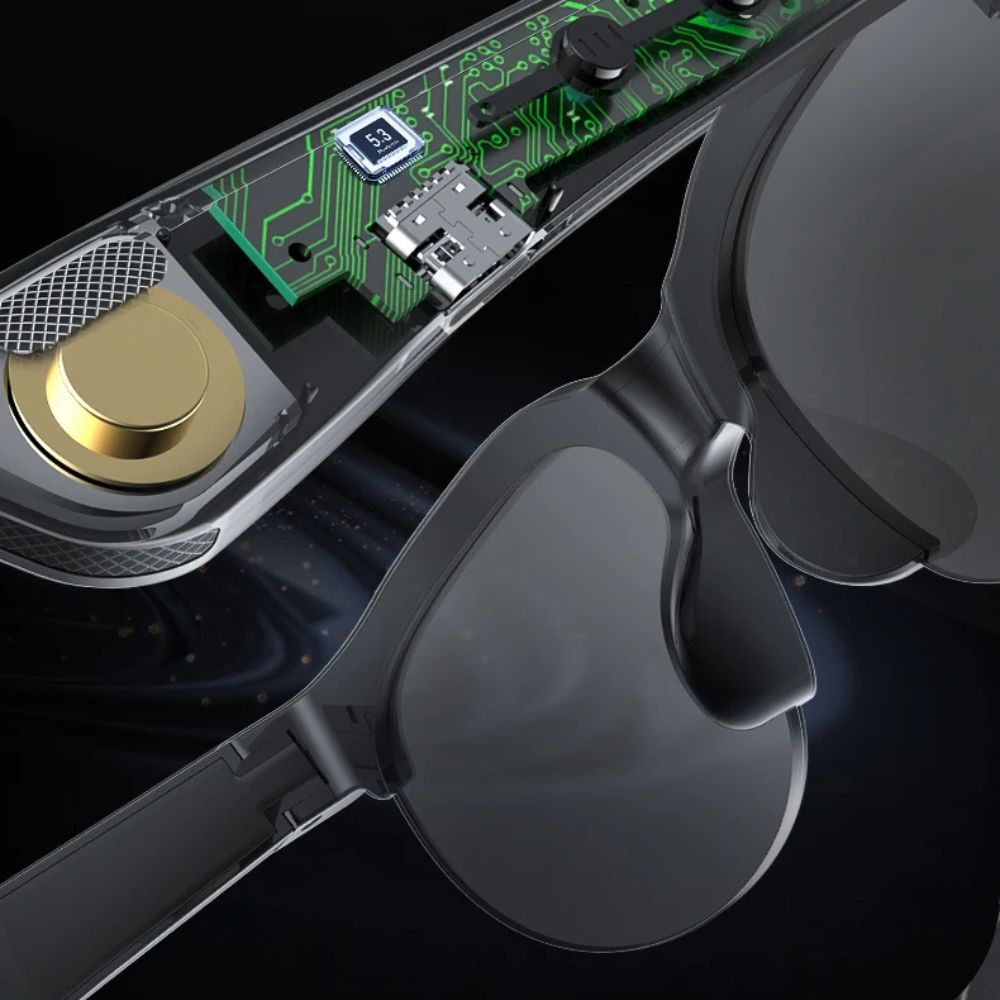 Belro Smart Bluetooth Language Translation Earphone Glasses with sleek design, integrated earpieces, and modern electronic features.