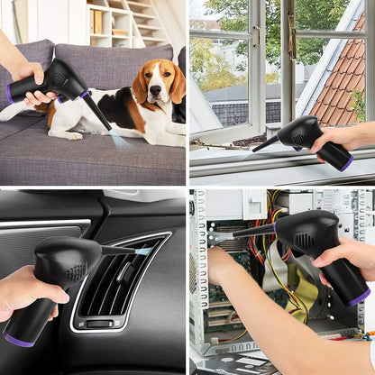 Belro cordless air duster in black with ergonomic design, shown on a white background for electronics cleaning and dust removal.