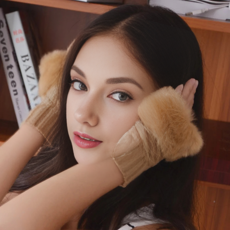 Belro faux fur fingerless winter gloves with soft lining, designed as hand warmers for cold weather.