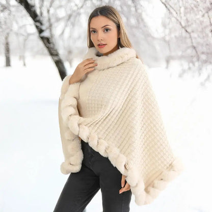 Belro faux fur shawl cloak for women, stylish and cozy clothing accessory with soft, plush fur texture.