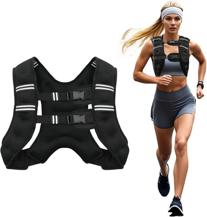Belro adjustable men's weighted vest with reflective stripes, featuring padded shoulder straps and a secure front zipper.