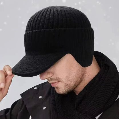 Belro men's knit ear cover winter hat with cozy ear flaps, ideal for cold weather and winter outdoor activities.