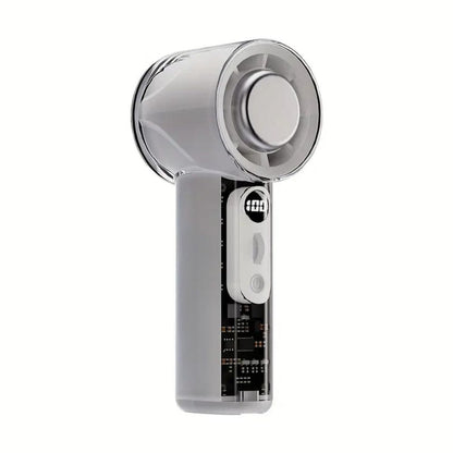 Belro handheld rechargeable fan for outdoor use, compact and portable for home and garden cooling.