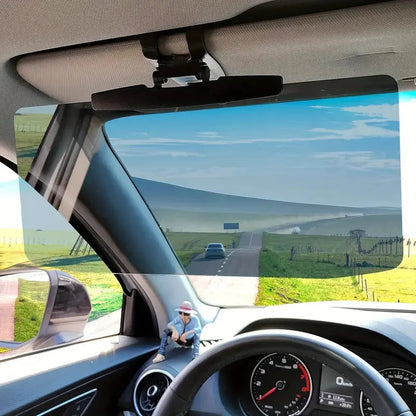 Belro anti-glare car sun visor extender attached to vehicle sun visor, reduces glare for safer driving.