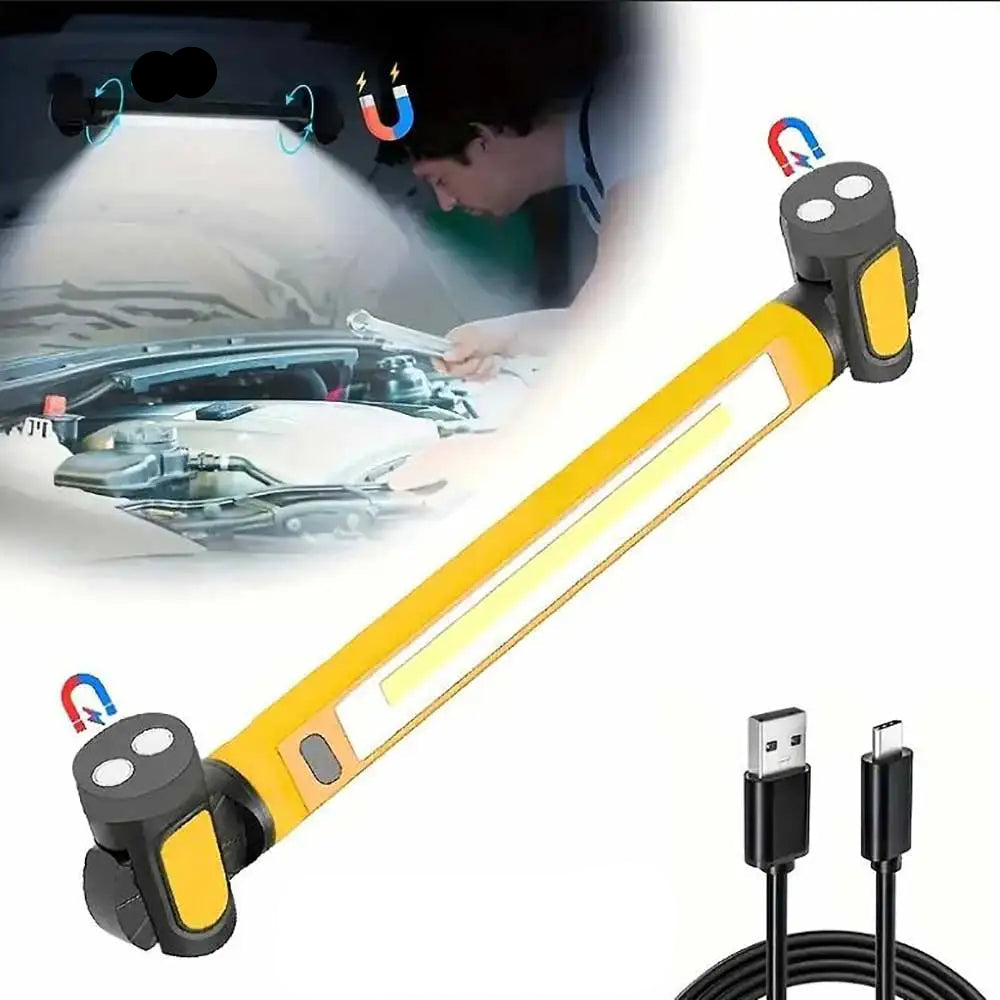 Belro rechargeable LED work light with magnetic base, portable flashlight with bright illumination and adjustable angle for work projects.