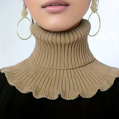 Belro elegant knitted turtleneck neck scarf for women, showcasing soft, warm fabric and stylish design in a close-up view.