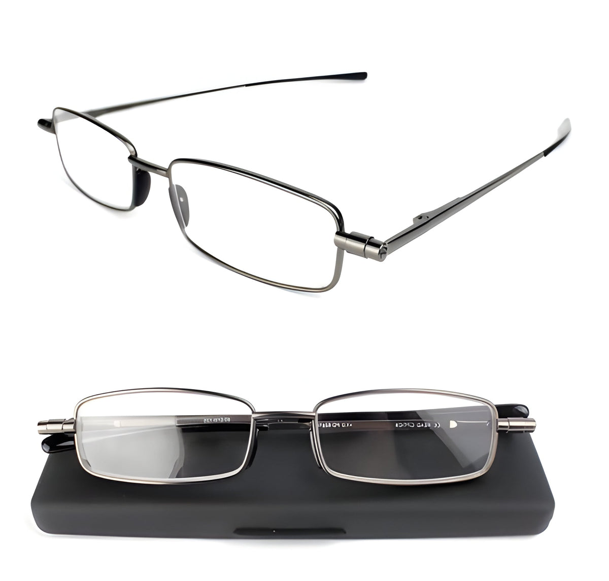 Belro compact folding reading glasses for men and ladies, with a sleek design and portable case in the image.